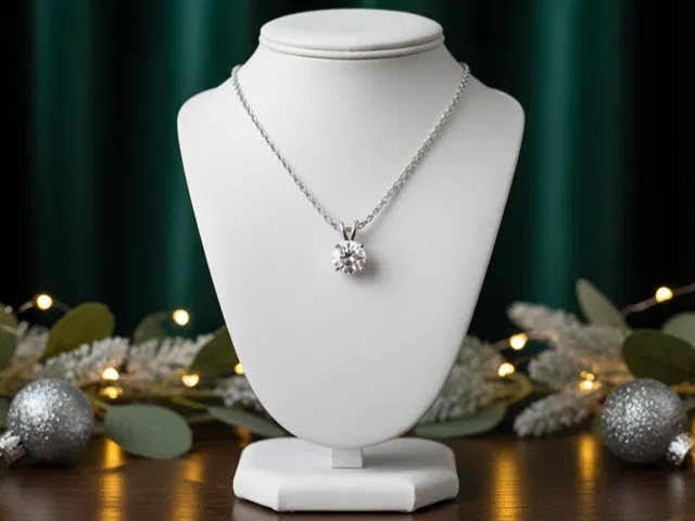 CLASSIC PLATINUM ROUND BRILLIANT CUT SOLITAIRE PENDANT.